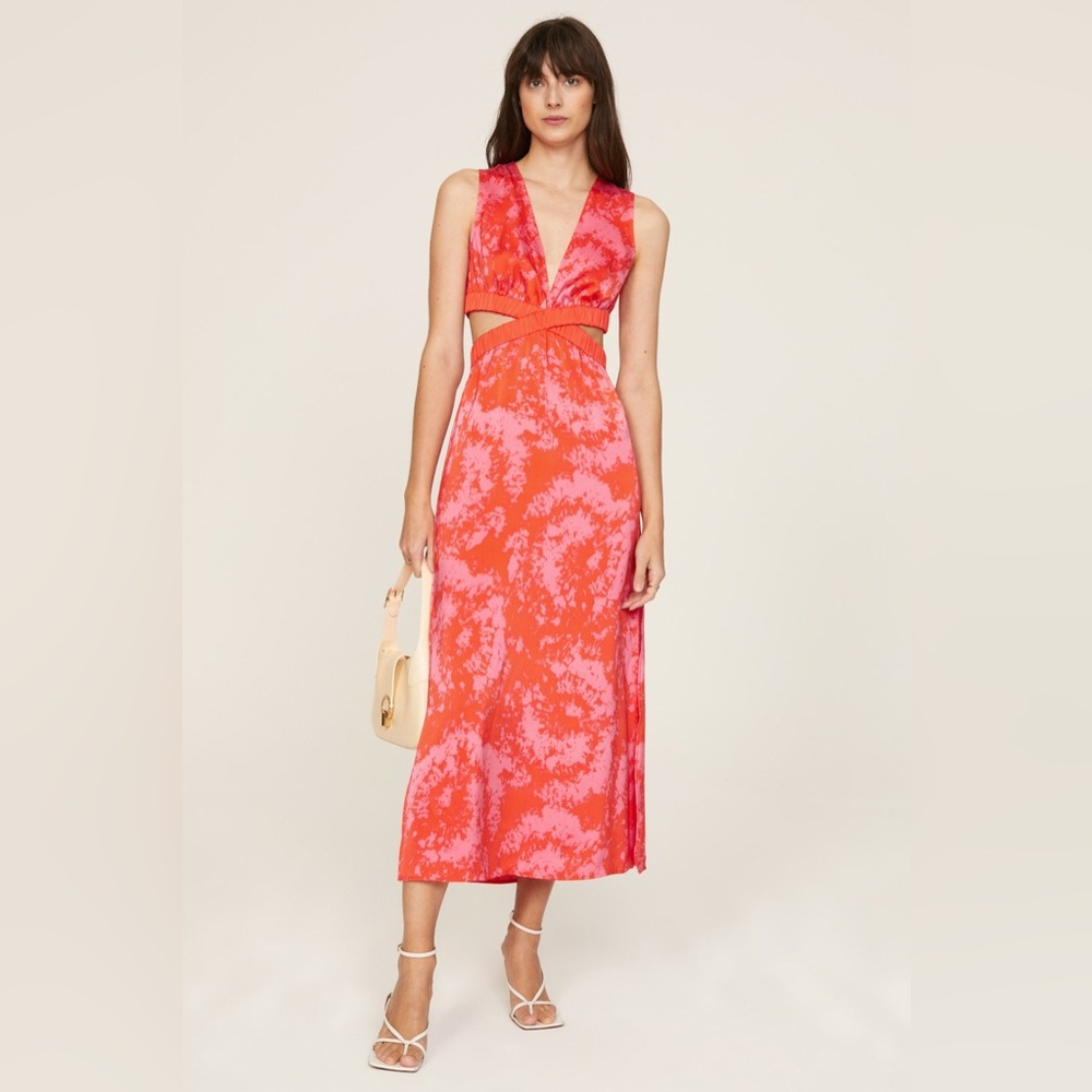 Thakoon Vibrant Pink and Orange Midi Dress